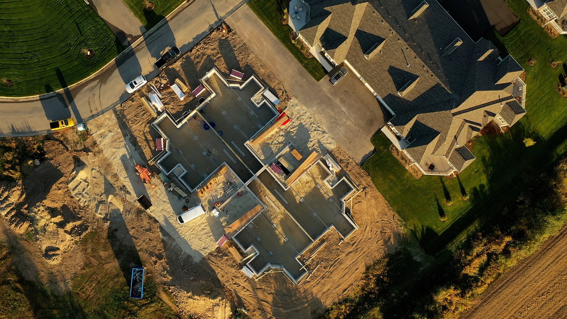 New construction house aerial view